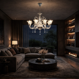 8 LIGHT Glass Shade ITALIAN CHANDELIER CEILING LIGHTS HANGING