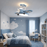 Blue Helicopter Dual Rotating Blade Ceiling Light with Fan LED Chandelier - Warm White