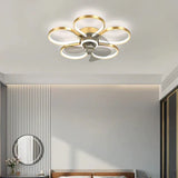 500MM Matt Gold Modern Ceiling Fan Chandelier with Remote Control ABS Blades