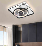 500 MM Square Black Ceiling Light with Fan LED Chandelier