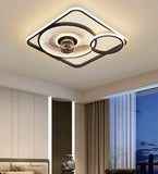500 MM Square Black Ceiling Light with Fan LED Chandelier