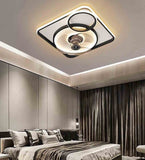 500 MM Square Black Ceiling Light with Fan LED Chandelier