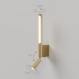 400MM LED Electroplated Gold Long Metal Wall Light with Spot Bedside Light - Warm White