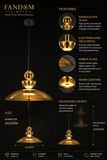 Amber Tint Glass Pendant Light for Bedside Hanging Light