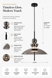 Smoke Tint Glass Pendant Light for Bedside Hanging Light