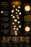 22 LED DOUBLE HEIGHT ALABASTER GLOBE STAIR CHANDELIER