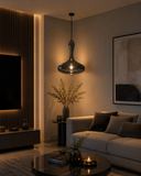 Gold Long Smoke Glass Pendant Ceiling Light