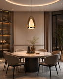 Amber Tint Glass Pendant Light for Bedside Hanging Light