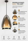 Smoke Tint Glass Pendant Light for Bedside Hanging Light