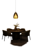 Amber Tint Glass Pendant Light for Bedside Hanging Light
