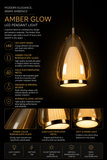 Amber Tint Glass Pendant Light for Bedside Hanging Light