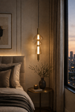 LED Glass Amber Brass Gold Pendant Lamp Ceiling Light - Warm White