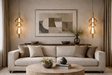 LED Glass Amber Brass Gold Pendant Lamp Ceiling Light - Warm White