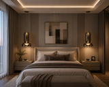 Smoke Glass Pendant Light for Bedside Hanging Light
