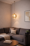GLASS AMBER PENDANT CEILING LIGHT BEDSIDE HANGING LIGHT DINING ROOM