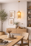 GLASS AMBER PENDANT CEILING LIGHT BEDSIDE HANGING LIGHT DINING ROOM