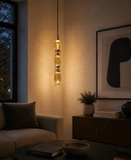 LED Glass Amber Brass Gold Pendant Lamp Ceiling Light - Warm White