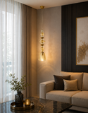 LED Glass Amber Brass Gold Pendant Lamp Ceiling Light