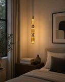 LED Glass Amber Brass Gold Pendant Lamp Ceiling Light - Warm White