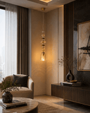LED Glass Amber Brass Gold Pendant Lamp Ceiling Light