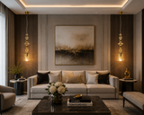 LED Glass Amber Brass Gold Pendant Lamp Ceiling Light