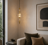 Amber Glass Pendant Light for Bedside Hanging Light
