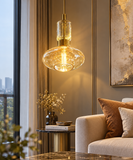 Gold Long Amber Champagne Glass Pendant Ceiling Light for Drawing Room Living Room