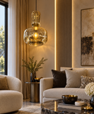 Gold Long Amber Champagne Glass Pendant Ceiling Light