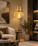 Gold Long Amber Champagne Glass Pendant Ceiling Light for Drawing Room Living Room