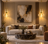 Gold Long Amber Champagne Glass Pendant Ceiling Light for Drawing Room Living Room