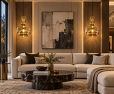 Gold Long Amber Champagne Glass Pendant Ceiling Light