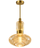 Gold Long Amber Champagne Glass Pendant Ceiling Light for Drawing Room Living Room
