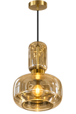 Gold Long Amber Champagne Glass Pendant Ceiling Light