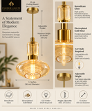 Gold Long Amber Champagne Glass Pendant Ceiling Light for Drawing Room Living Room