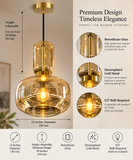 Gold Long Amber Champagne Glass Pendant Ceiling Light