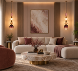 Gold Long Amber Champagne Rose Glass Pendant Light