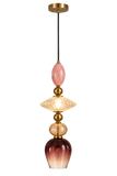 Gold Long Amber Champagne Rose Glass Pendant Light