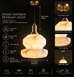 Led Gold White Faux Stone Hanging Pendant Ceiling Light