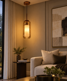 Gold Long Amber Champagne Glass Pendant Ceiling Light