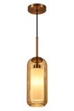 Gold Long Amber Champagne Glass Pendant Ceiling Light