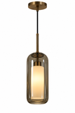 Gold Long Smoke Glass Pendant Ceiling Light