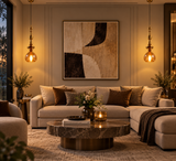 Gold Metal Long Amber Champagne Glass Pendant Ceiling Light