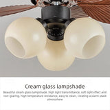 32 INCH 6 BLADE PALM WIND LAMP CEILING FAN WITH CHANDELIER - DARK WOOD