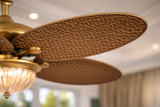 52 Inch Wind Gold Rattan Palm Leaf ceiling fan With Light