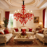 6 LIGHT Red GLASS ITALIAN CHANDELIER LIGHT FOR DINING HALL