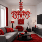 6 LIGHT Red GLASS ITALIAN CHANDELIER LIGHT FOR DINING HALL