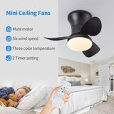 22 INCH BLACK LOW PROFILE CEILING LIGHT WITH FAN LED CHANDELIER - WARM WHITE