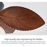 32 INCH 6 BLADE PALM WIND LAMP CEILING FAN WITH CHANDELIER - DARK WOOD