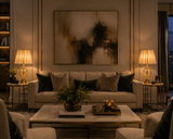 Gold Glass Table Lamp with Shade