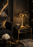 Desk Table Lamp with Ostrich Feather Shade Gold